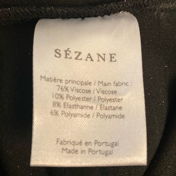 Sezane Shimmer Striped Long Sleeve Bodysuit Scoop Neck and Back - Picture 7 of 11